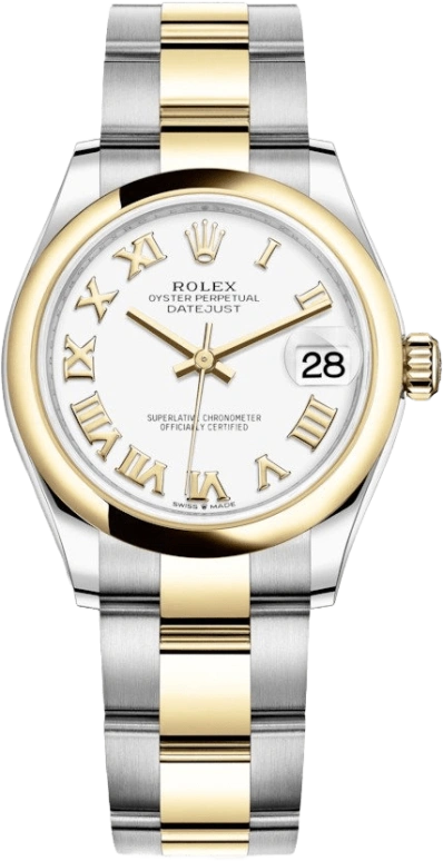 Rolex,Datejust 31 31mm,31mm,Yellow Gold,Stainless Steel,White,Automatic,Day,55hours,278243,278243-0001