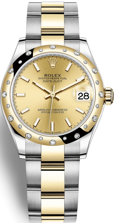 Rolex,Datejust 31 31mm,31mm,Yellow Gold,Stainless Steel,Champagne,Automatic,Day,55hours,278343RBR,278343RBR-0013