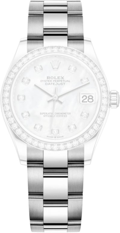 Rolex,Datejust 31 31mm,31mm,White Gold,Stainless Steel,White,Automatic,Day,55hours,278384RBR,278384RBR-0007