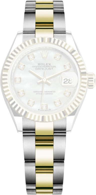Rolex,Lady-Datejust 28mm,28mm,Yellow Gold,Stainless Steel,White,Automatic,Day,55hours,279173,279173-0014
