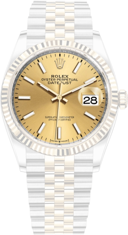 Rolex,Datejust 36 36mm,36mm,Yellow Gold,Stainless Steel,Champagne,Automatic,Day,70hours,126233,126233-0015