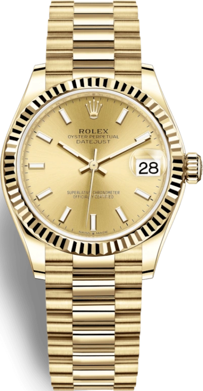 Rolex,Datejust 31 31mm,31mm,Yellow Gold,Champagne,Automatic,Day,55hours,278278,278278-0040