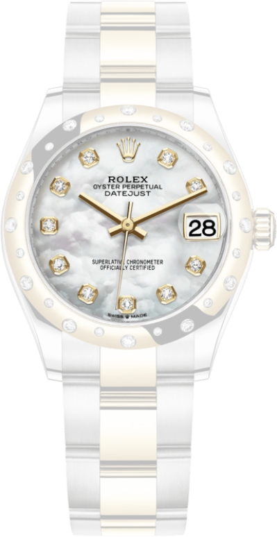 Rolex,Datejust 31 31mm,31mm,Yellow Gold,Stainless Steel,White,Automatic,Day,55hours,278343RBR,278343RBR-0027