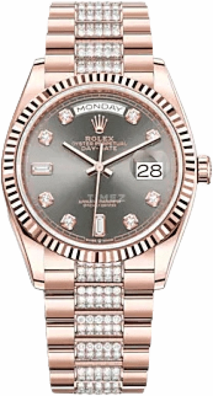 Rolex,Day-Date 36 36mm,36mm,Rose Gold,Grey,Automatic,Date,Day,128235,128235-0051