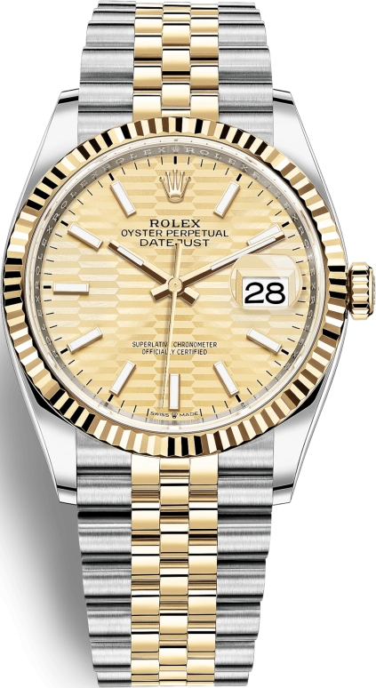 Rolex,Datejust 36 36mm,36mm,Yellow Gold,Stainless Steel,Champagne,Automatic,Day,70hours,126233,126233-0039