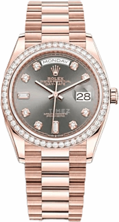 Rolex,Day-Date 36 36mm,36mm,Rose Gold,Grey,Automatic,Date,Day,128345RBR,128345RBR-0052