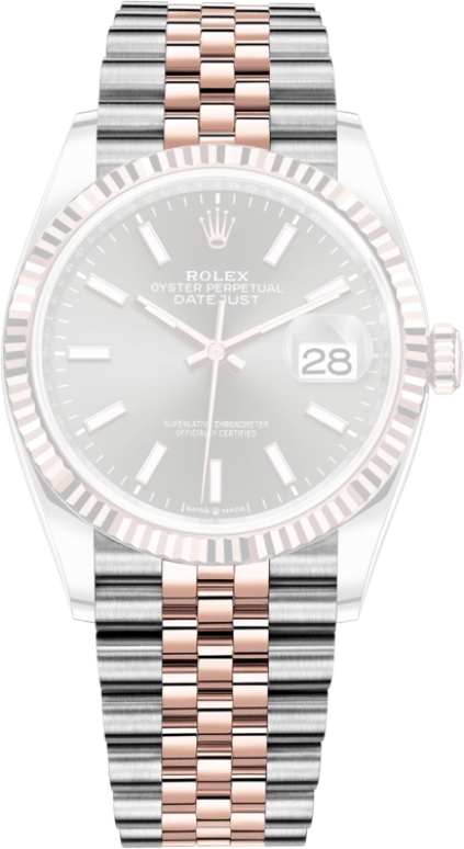 Rolex,Datejust 36 36mm,36mm,Rose Gold,Stainless Steel,Grey,Automatic,Day,70hours,126231,126231-0013