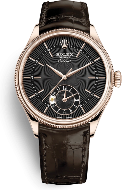 Rolex,Cellini 39mm,39mm,Rose Gold,Black,Automatic,Dule Time,48hours,50525,50525-0010