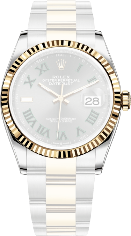 Rolex,Datejust 36 36mm,36mm,Oystersteel,Yellow Gold,Grey,Automatic,Day,70hours,126233,126233-0036