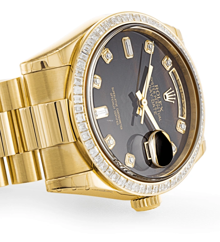 Rolex,Day-Date 36 36mm,36mm,Yellow Gold,Black,Automatic,Date,Day,118398