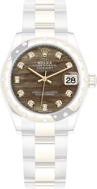 Rolex,Datejust 31 31mm,31mm,Yellow Gold,Stainless Steel,Black,Automatic,Day,55hours,278343RBR,278343RBR-0023