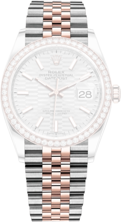Rolex,Datejust 36 36mm,36mm,Rose Gold,Stainless Steel,Silver,Automatic,Day,70hours,126281RBR,126281RBR-0021