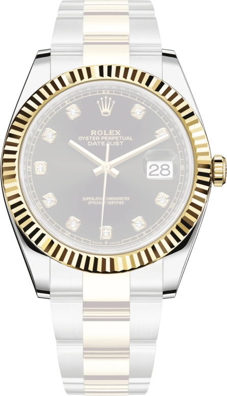 Rolex,Datejust 41 41mm,41mm,Yellow Gold,Stainless Steel,Black,Automatic,Day,70hours,126333,126333-0005