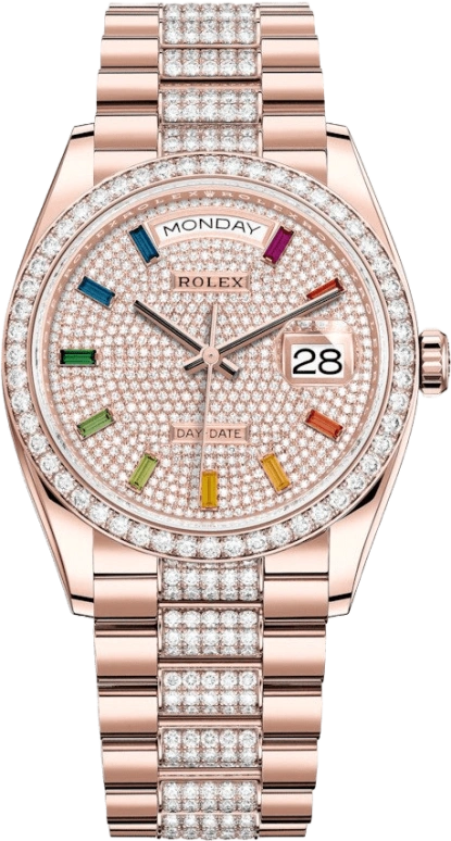 Rolex,Day-Date 36 36mm,36mm,Rose Gold,Automatic,Date,Day,128345RBR,128345RBR-0043