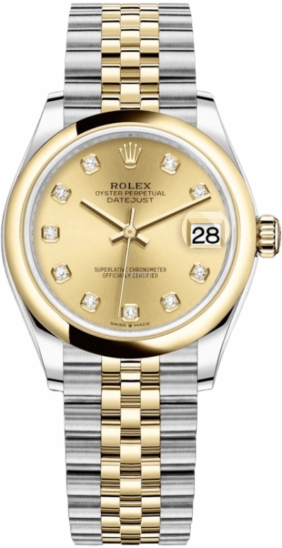 Rolex,Datejust 31 31mm,31mm,Yellow Gold,Stainless Steel,Champagne,Automatic,Day,55hours,278243,278243-0026