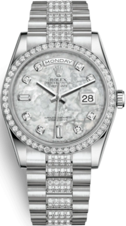 Rolex,Day-Date 36 36mm,36mm,Platinum,White,Automatic,Date,Day,118346,118346-0073