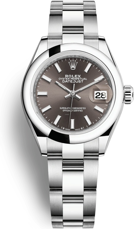 Rolex,Lady-Datejust 28mm,28mm,Stainless Steel,Grey,Automatic,Day,55hours,279160,279160-0010