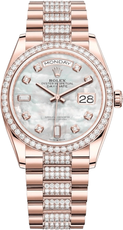 Rolex,Day-Date 36 36mm,36mm,Rose Gold,White,Automatic,Date,Day,128345RBR,128345RBR-0030