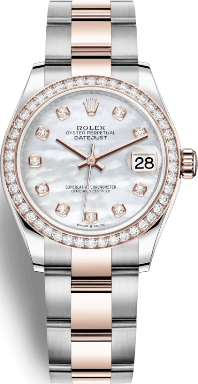 Rolex,Datejust 31 31mm,31mm,Rose Gold,Stainless Steel,White,Automatic,Day,55hours,278381RBR,278381RBR-0025