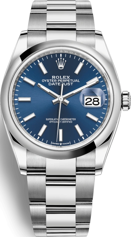 Rolex,Datejust 36 36mm,36mm,Stainless Steel,Blue,Automatic,Day,70hours,126200,126200-0006