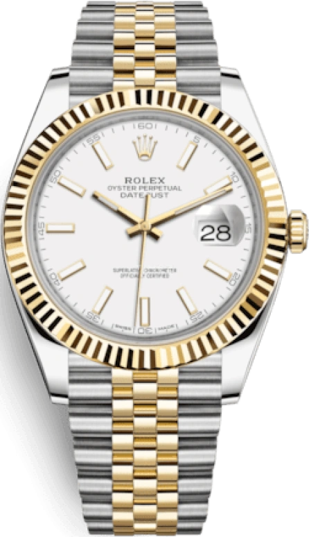Rolex,Datejust 41 41mm,41mm,Yellow Gold,Stainless Steel,White,Automatic,Day,70hours,126333,126333-0016