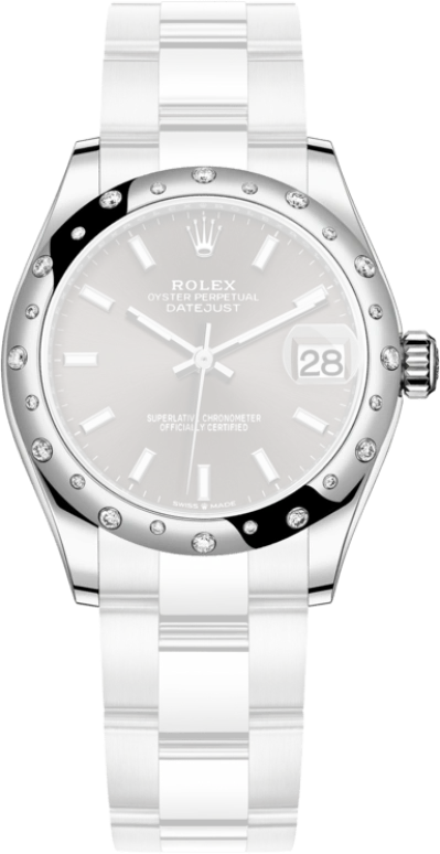 Rolex,Datejust 31 31mm,31mm,White Gold,Stainless Steel,Grey,Automatic,Day,55hours,278344RBR,278344RBR-0017