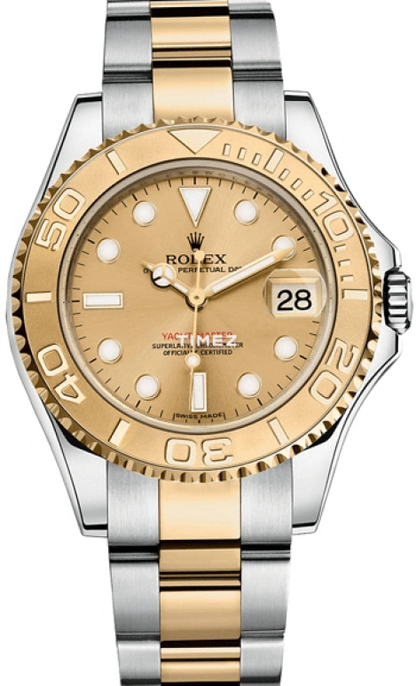 Rolex,Yacht-Master 35mm,35mm,Stainless Steel,Yellow Gold,Champagne,Automatic,Day,48hours,168623,168623-0007