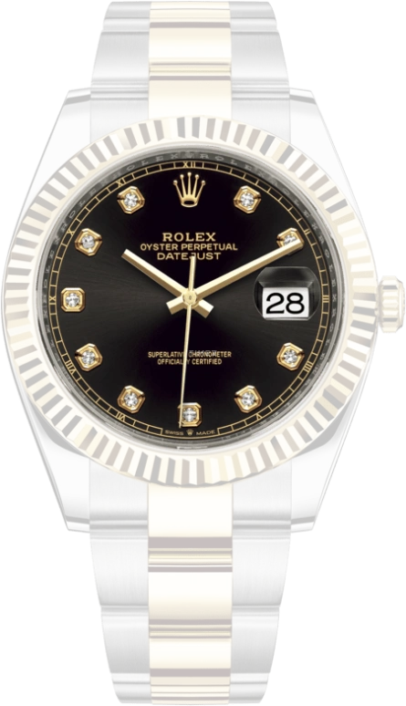 Rolex,Datejust 41 41mm,41mm,Yellow Gold,Stainless Steel,Black,Automatic,Day,70hours,126333,126333-0005