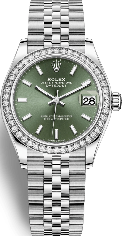 Rolex,Datejust 31 31mm,31mm,White Gold,Stainless Steel,Green,Automatic,Day,55hours,278384RBR,278384RBR-0022
