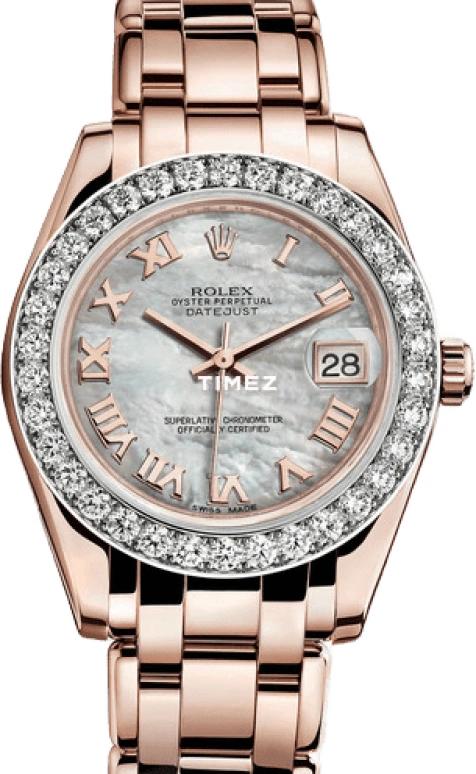 Rolex,Pearlmaster 34mm,34mm,Rose Gold,White,Silver,Automatic,Day,55hours,81285,81285-0028
