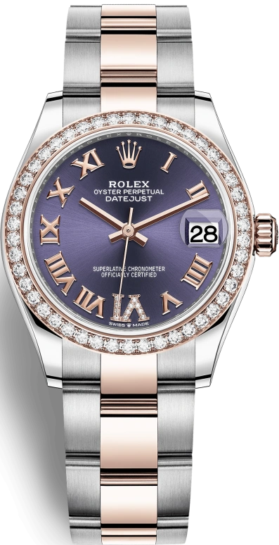 Rolex,Datejust 31 31mm,31mm,Rose Gold,Stainless Steel,Purple,Automatic,Day,55hours,278381RBR,278381RBR-0019