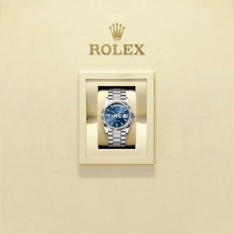 Rolex,Day-Date 36 36mm,36mm,White Gold,Blue,Automatic,Date,Day,128239,128239-0070