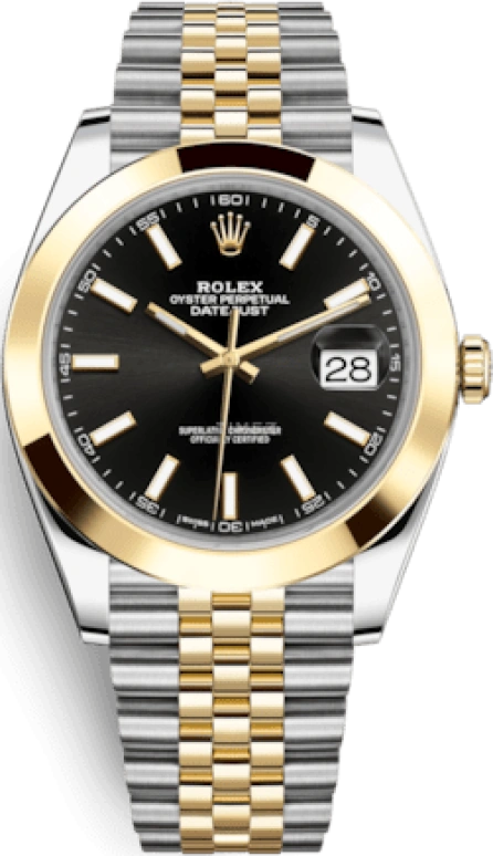 Rolex,Datejust 41 41mm,41mm,Yellow Gold,Stainless Steel,Black,Automatic,Day,70hours,126303,126303-0014