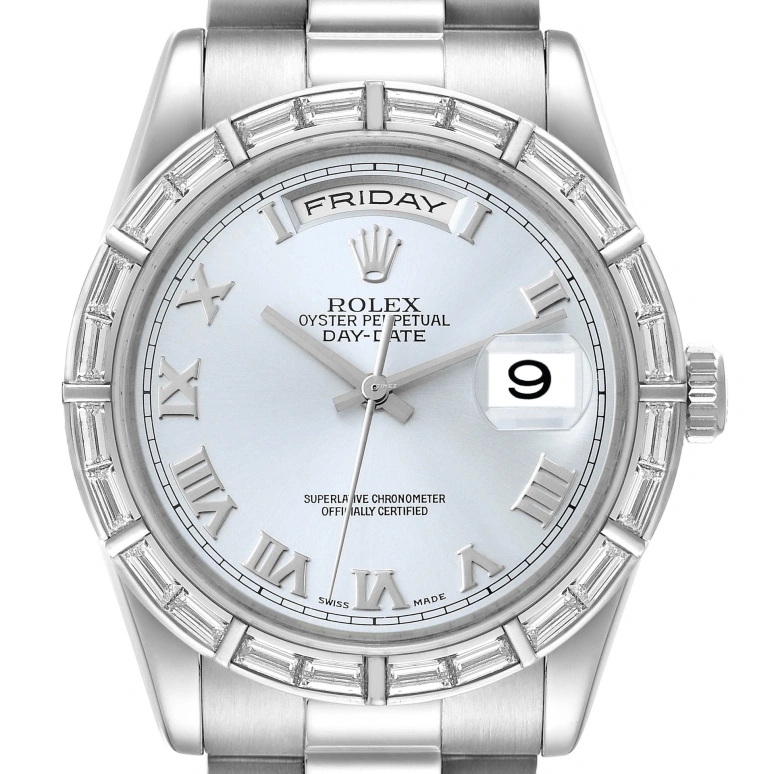 Rolex,Day-Date 36 36mm,36mm,Platinum,Ice Blue,Blue,Automatic,Date,Day,118366,118366-83206