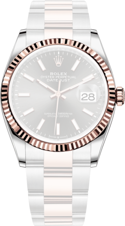 Rolex,Datejust 36 36mm,36mm,Rose Gold,Stainless Steel,Grey,Automatic,Day,70hours,126231,126231-0014