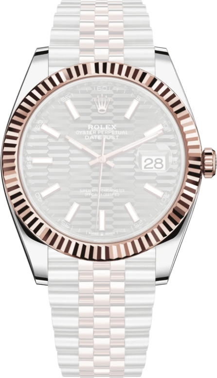 Rolex,Datejust 41 41mm,41mm,Rose Gold,Stainless Steel,Grey,Automatic,Day,70hours,126331,126331-0020