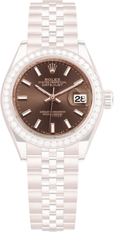 Rolex,Lady-Datejust 28mm,28mm,Rose Gold,Brown,Automatic,Day,55hours,279135RBR,279135RBR-0008