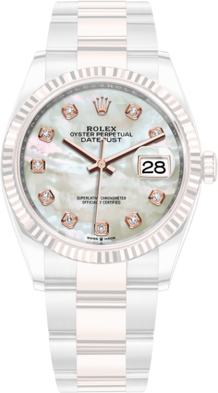 Rolex,Datejust 36 36mm,36mm,Oystersteel,Everose Gold,White,Automatic,Day,70hours,126231,126231-0022