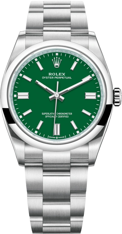 Rolex,Oyster Perpetual 36mm,36mm,Stainless Steel,Green,Automatic,70hours,In-house Caliber,126000,126000-0005
