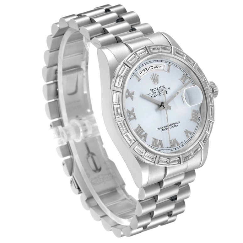 Rolex,Day-Date 36 36mm,36mm,Platinum,Ice Blue,Blue,Automatic,Date,Day,118366,118366-83206