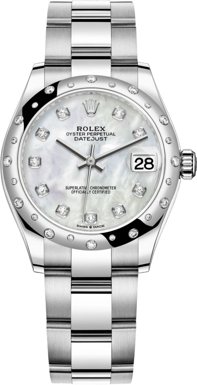 Rolex,Datejust 31 31mm,31mm,White Gold,Stainless Steel,White,Automatic,Day,55hours,278344RBR,278344RBR-0005