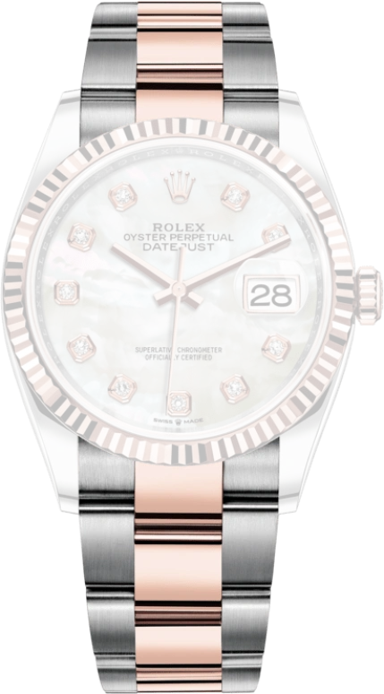 Rolex,Datejust 36 36mm,36mm,Oystersteel,Everose Gold,White,Automatic,Day,70hours,126231,126231-0022