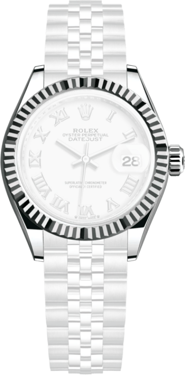 Rolex,Lady-Datejust 28mm,28mm,White Gold,Stainless Steel,White,Automatic,Day,55hours,279174,279174-0019