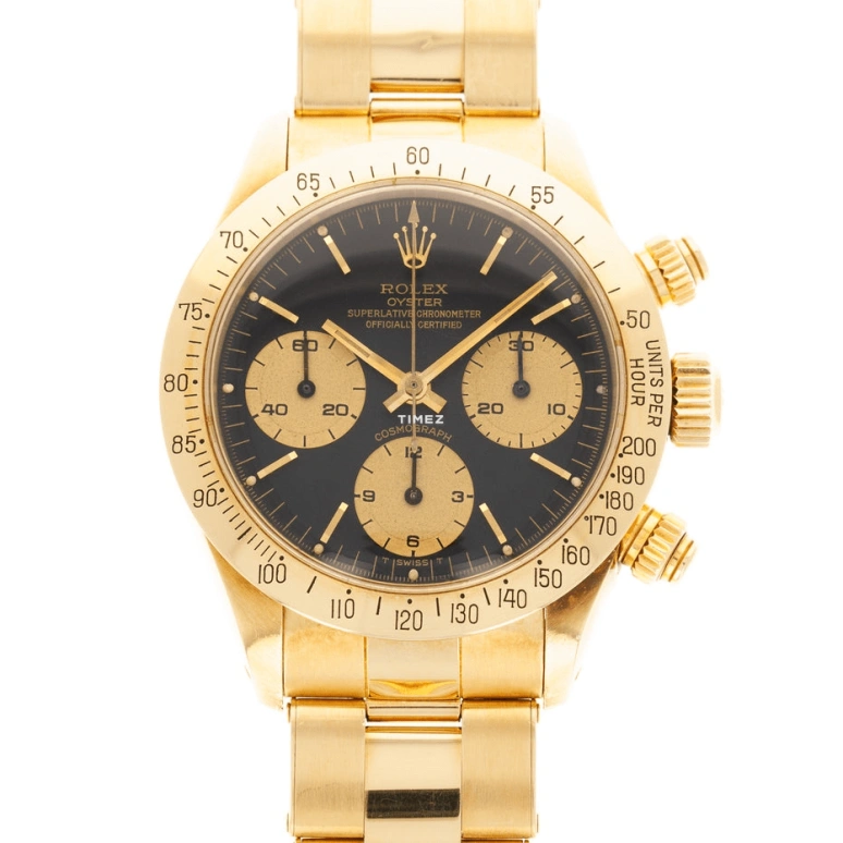 Rolex,Daytona 37mm,37mm,Yellow Gold,Black,Handwound,Chronograph,48hours,6265,6265-Black Dial