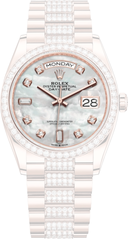 Rolex,Day-Date 36 36mm,36mm,Rose Gold,White,Automatic,Date,Day,128345RBR,128345RBR-0030