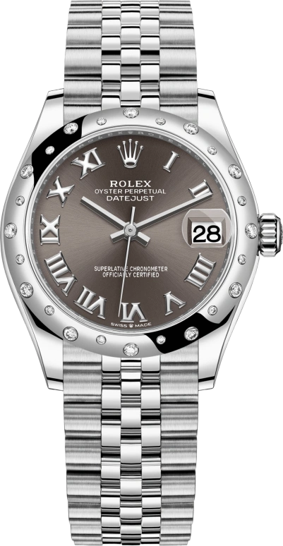 Rolex,Datejust 31 31mm,31mm,White Gold,Stainless Steel,Grey,Automatic,Day,55hours,278344RBR,278344RBR-0024