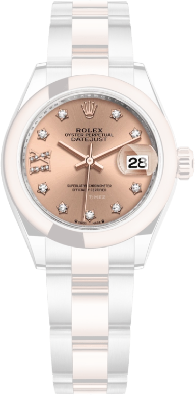 Rolex,Lady-Datejust 28mm,28mm,Rose Gold,Oystersteel,Pink,Rose Gold,Automatic,Day,55hours,279161,279161-0028
