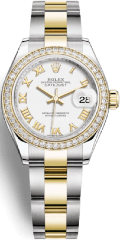 Rolex,Lady-Datejust 28mm,28mm,Yellow Gold,Oystersteel,White,Automatic,Day,55hours,279383RBR,279383RBR-0024