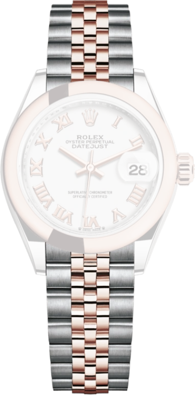 Rolex,Lady-Datejust 28mm,28mm,Everose Gold,Oystersteel,White,Automatic,Day,55hours,279161,279161-0021