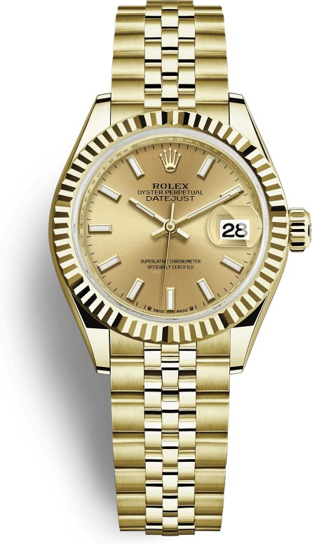 Rolex,Lady-Datejust 28mm,28mm,Yellow Gold,Champagne,Automatic,Day,55hours,279178,279178-0003